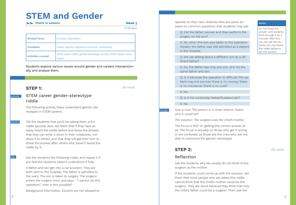 STEM career gender-stereotype riddle activity